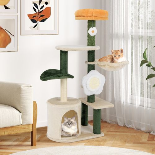 Arbre à Chat à Fleurs Mignon Tour Moderne Pour Chat Avec Perchoir Supérieur En Peluche Condo