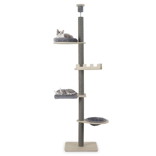 Arbre à Chat Ajustable Du Sol Au Plafond à 5 Niveaux Tour Pour Chats 236-271cm De Hauteur