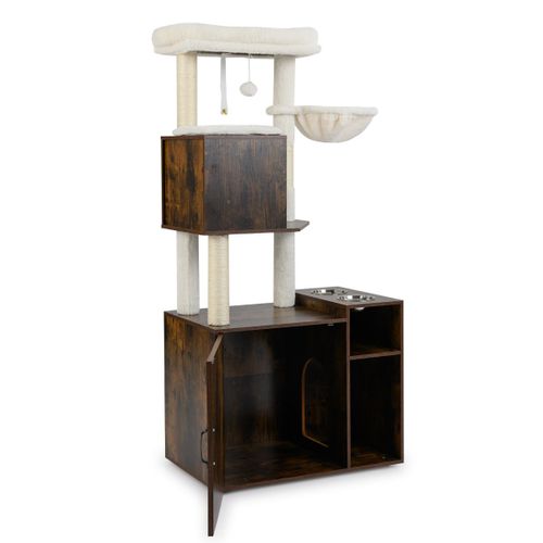 Arbre à Chat Avec Bac à Litière Tour Pour Chat Avec Poteau Tapis à Griffer En Sisal