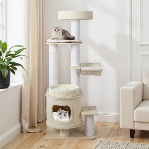 Arbre à Chat De 151cm Tour à Chat à Plusieurs Niveaux Avec Perchoir Rembourré Condo à 2 Niveaux