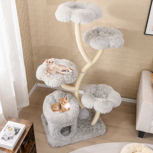Arbre à Chat De 165cm Tour à Chat D'escalade Avec 4 Plateformes Rembourrée Poteaux De Grattage