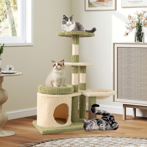 Arbre à Chat De 97cm Tour Esthétique à Plusieurs Niveaux Pour Chatons Avec Condo Lit Coussin
