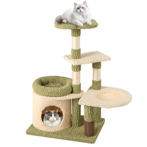 Arbre à Chat De 97cm Tour Esthétique à Plusieurs Niveaux Pour Chatons Avec Condo Lit Coussin