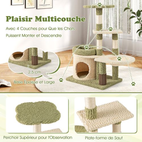 Arbre à Chat De 97cm Tour Esthétique à Plusieurs Niveaux Pour Chatons Avec Condo Lit Coussin