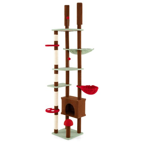 Arbre à Chat Du Sol Au Plafond Tour à Chat Hauteur Réglable Avec Condo Et Hamac Panier Suspendu