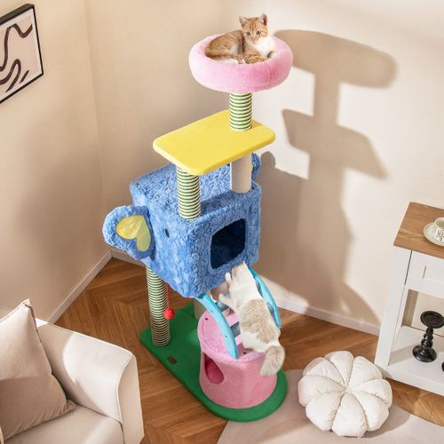 Arbre à Chat Éléphant Avec 2 Grottes Coussin De Repos Poteau à Gratter Et Échelle Tour à Chat