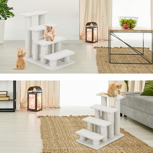 Arbre à Chat En Escalier à 4 Étages Centre D'activités Pour Chat En Cachemire Et Mdf 60,5x40x60cm