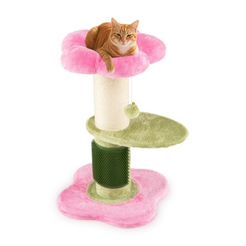 Arbre à Chat Fleur Tour Pour Chatons Avec Plateforme Rembourrée En Peluche Poteau à Griffer
