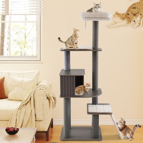 Arbre à Chat Haut De 171cm Tour Pour Chat Multi-niveaux Avec Perchoir à Coussin Grand Condo