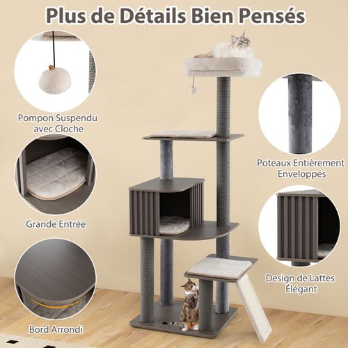 Arbre à Chat Haut De 171cm Tour Pour Chat Multi-niveaux Avec Perchoir à Coussin Grand Condo