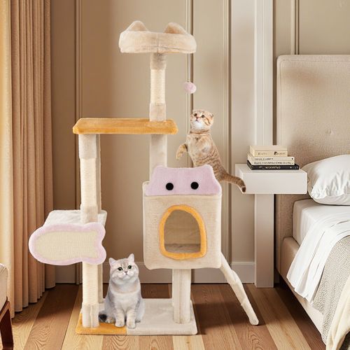 Arbre à Chat Intérieur Tour à Chat Avec Perchoir En Peluche Condo Poteaux à Griffer En Sisal