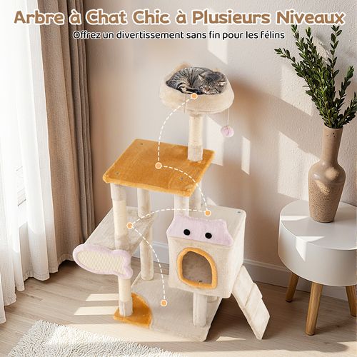 Arbre à Chat Intérieur Tour à Chat Avec Perchoir En Peluche Condo Poteaux à Griffer En Sisal