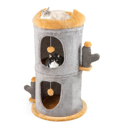 Arbre à Chat Mignon Avec 2 Condos Confortables 2 Boules En Peluche Suspendues Perchoir Supérieur