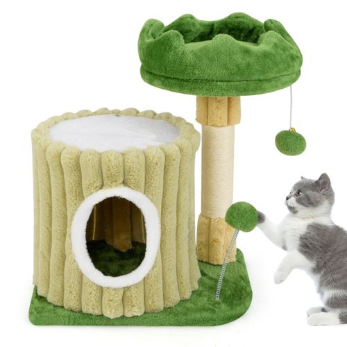 Arbre à Chat Mignon Avec Poteaux à Gratter En Sisal Perchoir Rembourré En Peluche