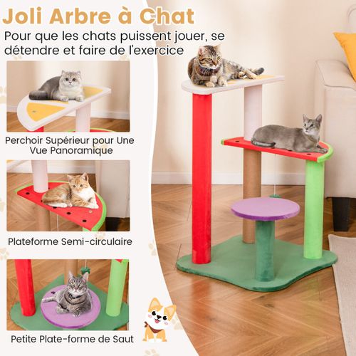 Arbre à Chat Mignon De 69cm Tour Pour Chat Multiniveau Esthétique En Fruits Avec Plateformes