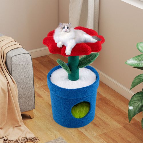 Arbre à Chat Mignon Pour Chats D'intérieur Tour Pour Chatons Avec Perchoir Rembourré En Fleur
