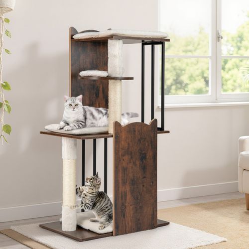 Arbre à Chat Moderne De 112cm Tour Pour Chatons Multi-niveaux Avec Griffoirs En Sisal Balles