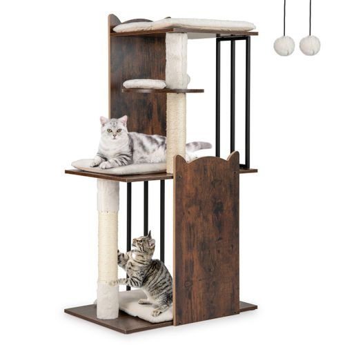 Arbre à Chat Moderne De 112cm Tour Pour Chatons Multi-niveaux Avec Griffoirs En Sisal Balles