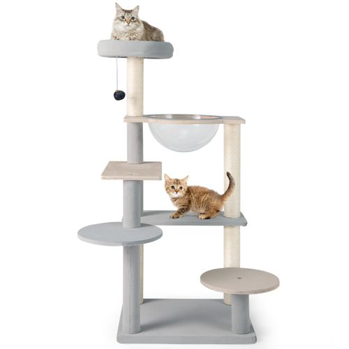 Arbre à Chat Moderne Tour Pour Chat Multi-niveaux De 113cm Perchoir Supérieur Rembourré Amovible