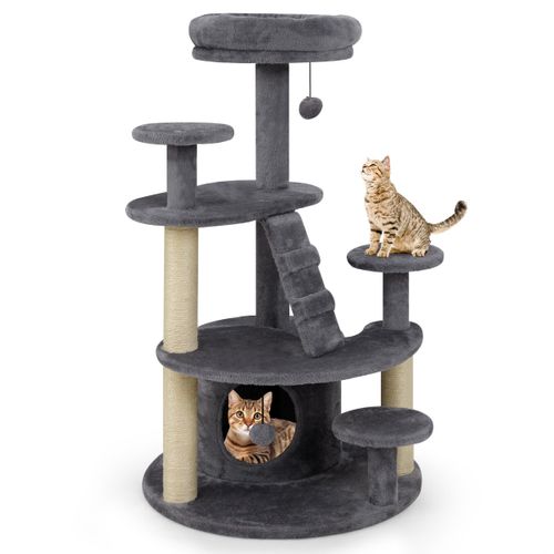 Arbre à Chat Multi-niveaux Avec Condo Perchoir Rembourré Poteaux à Gratter Boule En Peluche