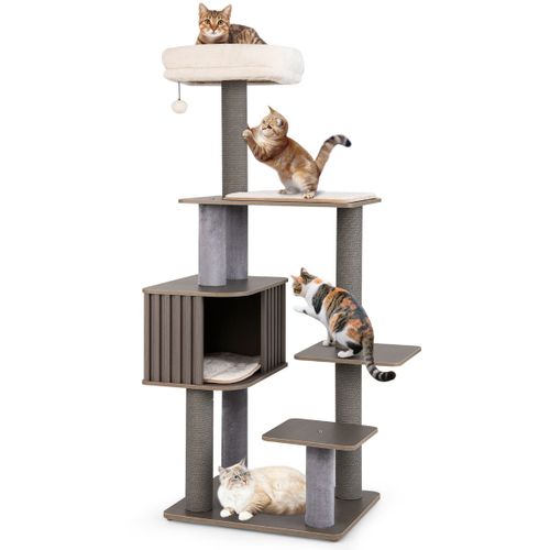 Arbre à Chat Multi-niveaux Pour Chat D'intérieur Tour à Chat De 151cm De Haut Avec Perchoir