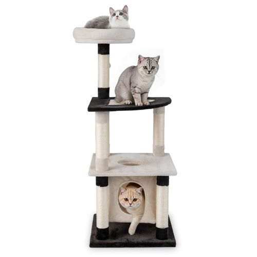 Arbre à Chat Multi-niveaux Tour Moderne Pour Chats Avec Poteaux Et Panneau à Griffer En Sisal