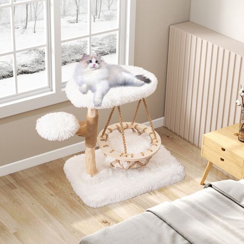 Arbre à Chat Tour Pour Chats Avec Berceau Suspendu Pot De Grattage En Jute Perchoir Plateforme