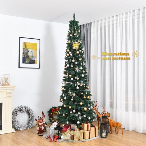 Arbre De Noël 270cm Pvc Artificiel Longiligne Solide Sapin De Noël Non Lumineux 400 Branches Vert