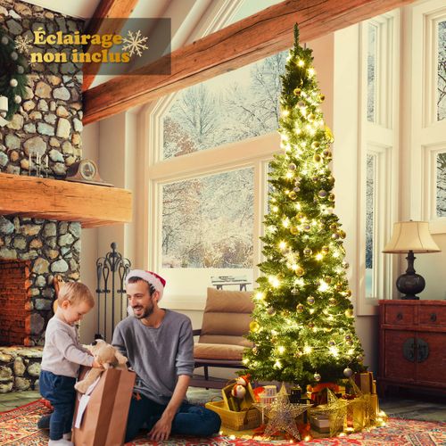 Arbre De Noël 270cm Pvc Artificiel Longiligne Solide Sapin De Noël Non Lumineux 400 Branches Vert