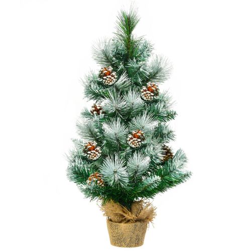 Arbre De Noël Artificiel 60cm Avec Aiguilles Enneigées Pommes De Pin Sapin De Noël Artificiel