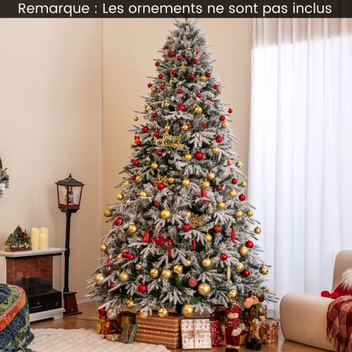 Arbre De Noël Artificiel De 270cm Pré-éclairé Avec 600 LED Blanc Chaud 2198 Branches Enneigées