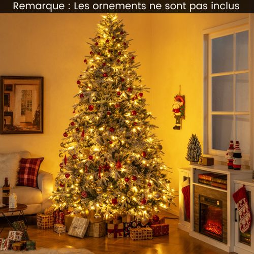 Arbre De Noël Artificiel De 270cm Pré-éclairé Avec 600 LED Blanc Chaud 2198 Branches Enneigées