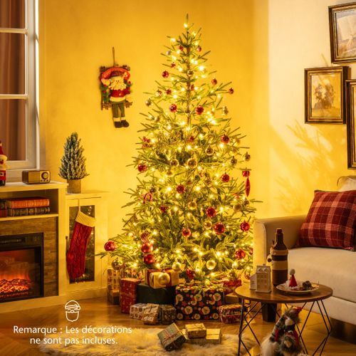 Arbre De Noël Artificiel Pré-éclairé 180cm Arbre De Noël Articulé Avec 250 LED Blanc Chaud