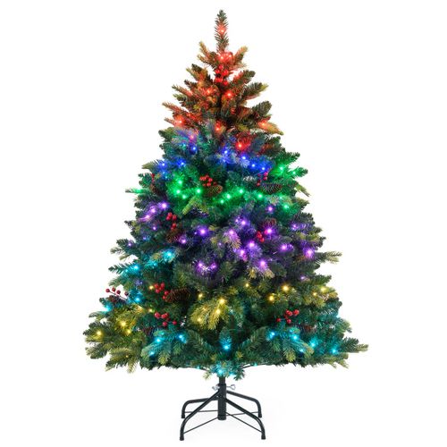 Arbre De Noël Artificiel Pré-éclairé Avec Télé Lumières Rgb Multicolores Branches En Peetpvc