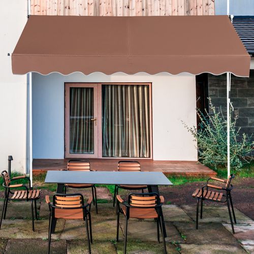 Auvent Manuel Rétractable 200cm Hauteur Réglable Store Banne Aluminium Tissu Oxford Anti Uv Café