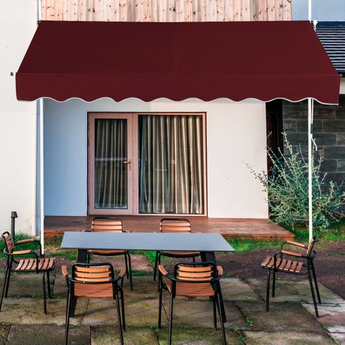 Auvent Manuel Rétractable 200cm Hauteur Réglable Store Banne Aluminium Tissu Oxford Anti Uv Rouge