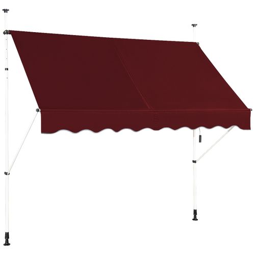 Auvent Manuel Rétractable 200cm Hauteur Réglable Store Banne Aluminium Tissu Oxford Anti Uv Rouge