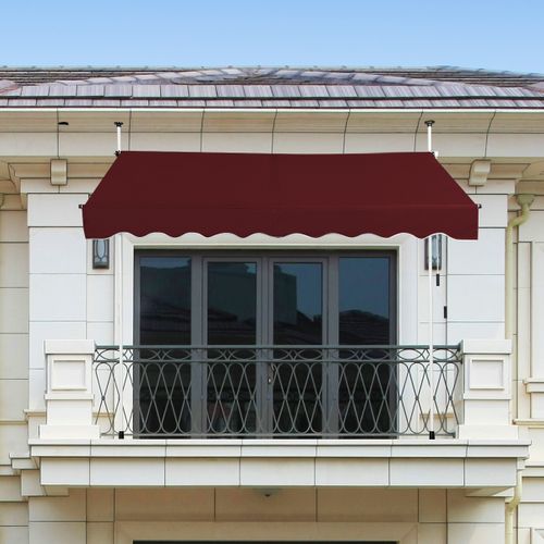 Auvent Manuel Rétractable 200cm Hauteur Réglable Store Banne Aluminium Tissu Oxford Anti Uv Rouge