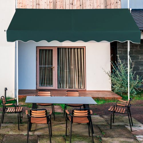 Auvent Manuel Rétractable 200cm Hauteur Réglable Store Banne Aluminium Tissu Oxford Anti Uv Vert