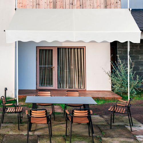 Auvent Manuel Rétractable 250cm Hauteur Réglable Store Banne Aluminium Tissu Oxford Anti Uv Beige