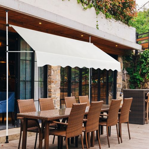 Auvent Manuel Rétractable 250cm Hauteur Réglable Store Banne Aluminium Tissu Oxford Anti Uv Beige