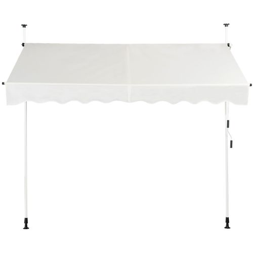 Auvent Manuel Rétractable 250cm Hauteur Réglable Store Banne Aluminium Tissu Oxford Anti Uv Beige