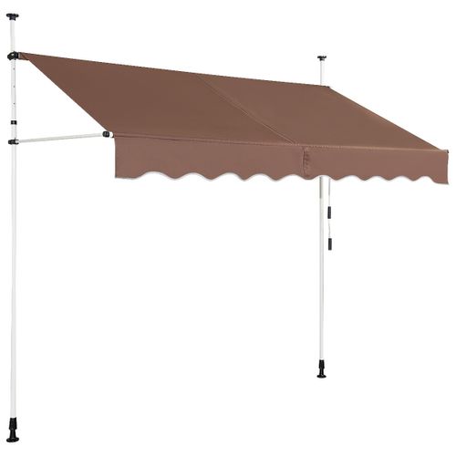 Auvent Manuel Rétractable 250cm Hauteur Réglable Store Banne Aluminium Tissu Oxford Anti Uv Café