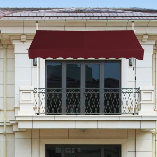 Auvent Manuel Rétractable 250cm Hauteur Réglable Store Banne Aluminium Tissu Oxford Anti Uv Rouge