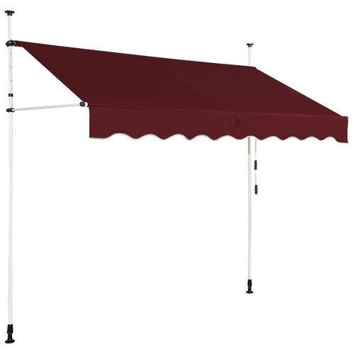 Auvent Manuel Rétractable 250cm Hauteur Réglable Store Banne Aluminium Tissu Oxford Anti Uv Rouge