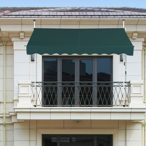 Auvent Manuel Rétractable 250cm Hauteur Réglable Store Banne Aluminium Tissu Oxford Anti Uv Vert