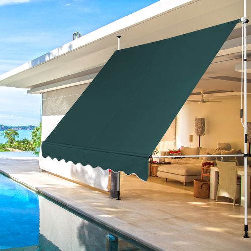Auvent Manuel Rétractable 250cm Hauteur Réglable Store Banne Aluminium Tissu Oxford Anti Uv Vert
