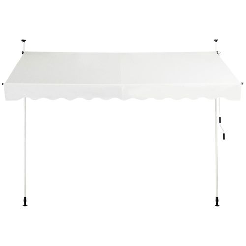 Auvent Manuel Rétractable 300cm Hauteur Réglable Store Banne Aluminium Tissu Oxford Anti Uv Beige