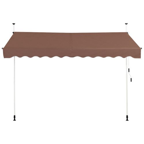 Auvent Manuel Rétractable 300cm Hauteur Réglable Store Banne Aluminium Tissu Oxford Anti Uv Café
