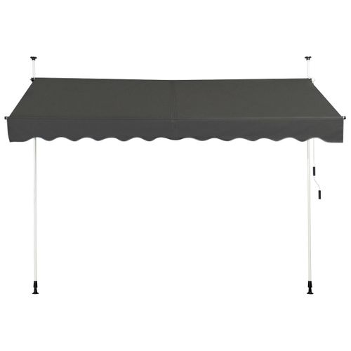 Auvent Manuel Rétractable 300cm Hauteur Réglable Store Banne Aluminium Tissu Oxford Anti Uv Gris